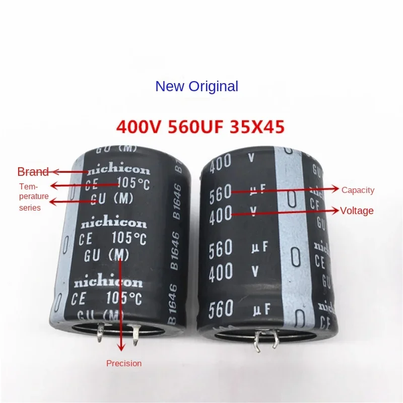 DIXSG （1PCS）400V 560UF 35mmX45mm nichicon  electrolytic capacitor 560UF 400V 35 * 45mm GU 105 degrees