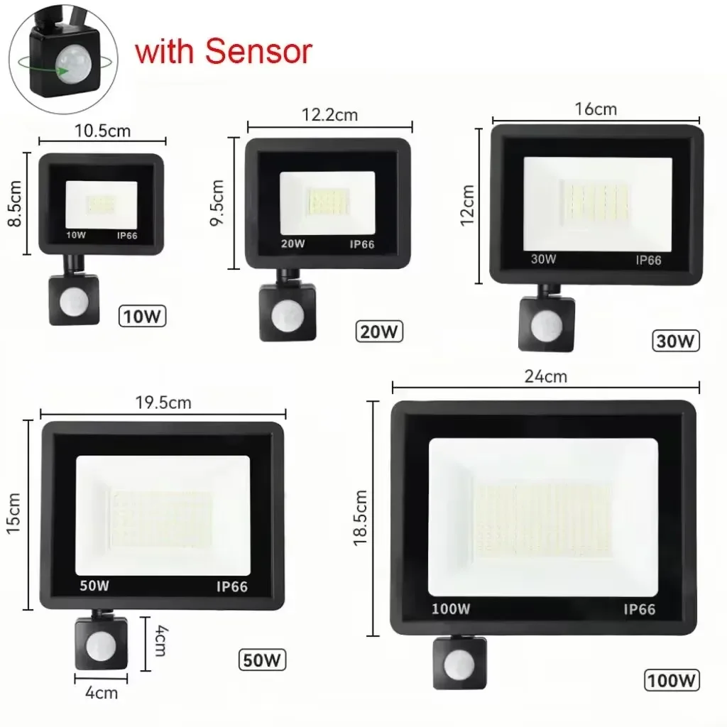 

LED Flood Light 10W 20W 30W 50W 100W AC 220V Reflector Spotlight Street Light Wall Lamp IP66 Waterproof Outdoor Garden Lighting
