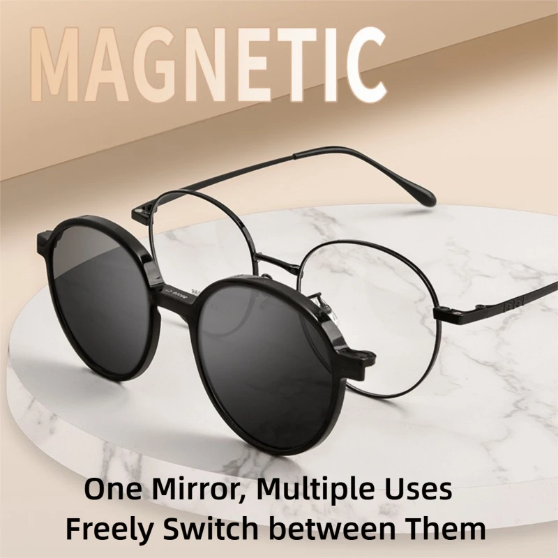 BEAUTIFUL NOW Magnetic Glasses Frame for Myopia Prevention UV Protection Polarized Light Sunglasses Prescription Lenses