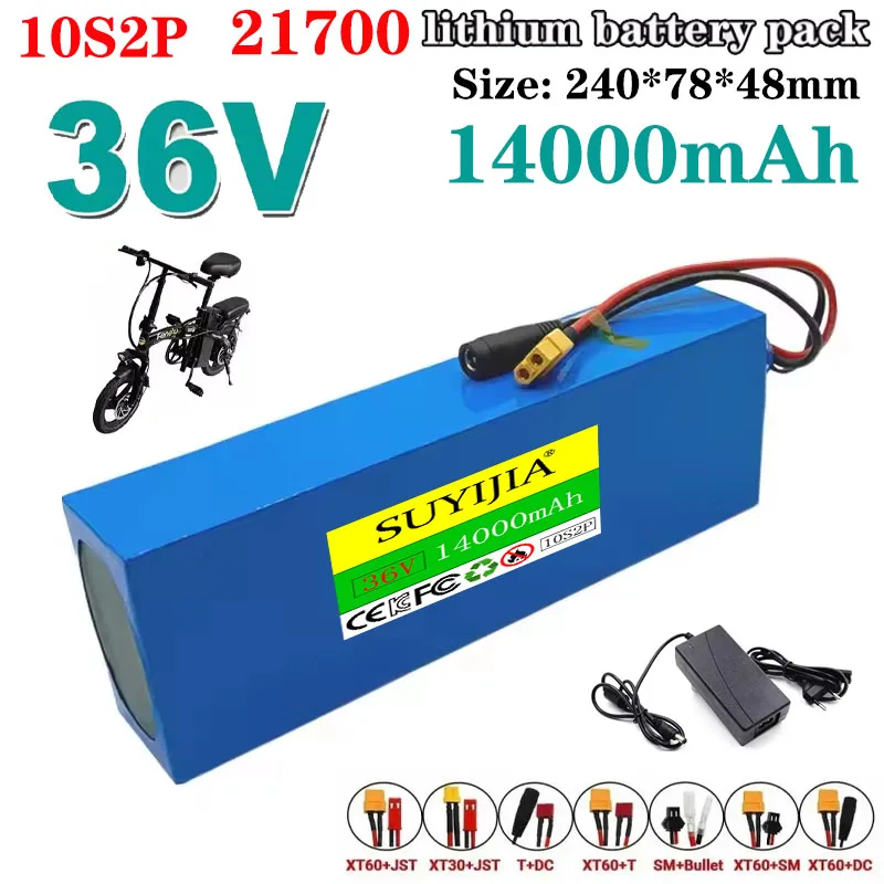 36V 14000mAh 10S2P 21700 Battery Pack with Built-in BMS - 250W-500W for Scooter Rechargeable Power Supply for Stable Performance