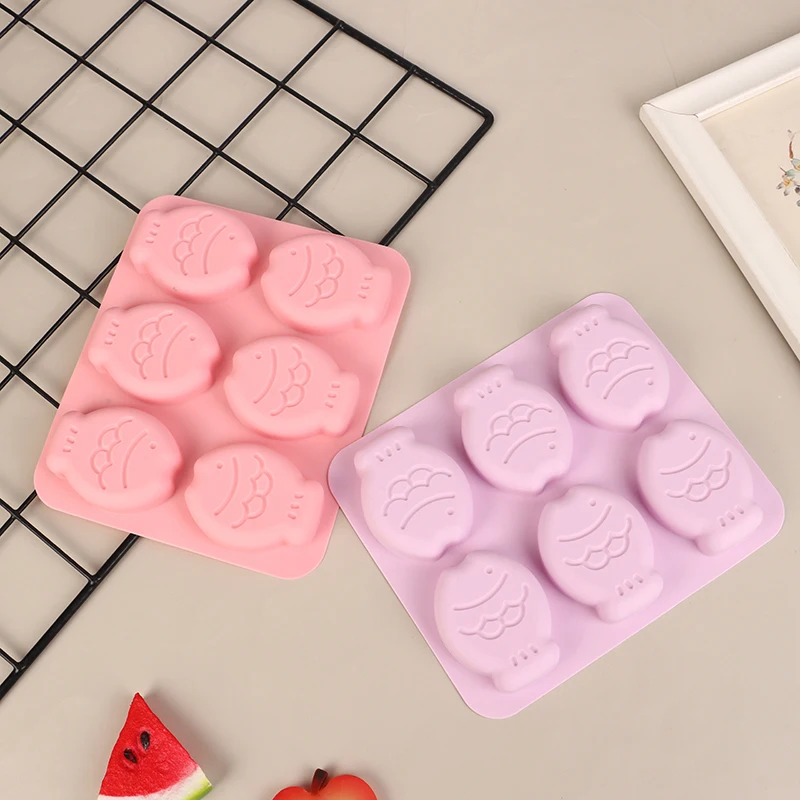 6 Holes Cartoon Small Fish Cake Silicone Mold Chocolate Pudding Jelly Fudge Baking Molds Cake Decorating Epoxy Resin DIYMould