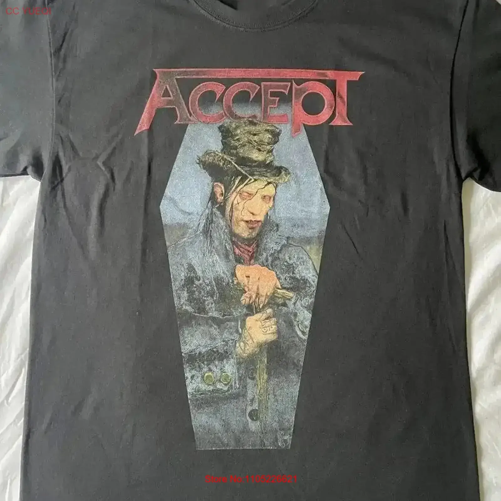 Accept Band For Family Black T Shirt Cotton All Size RM641 vintage Washed streetwear Stretched Breathable Versatile  vintage