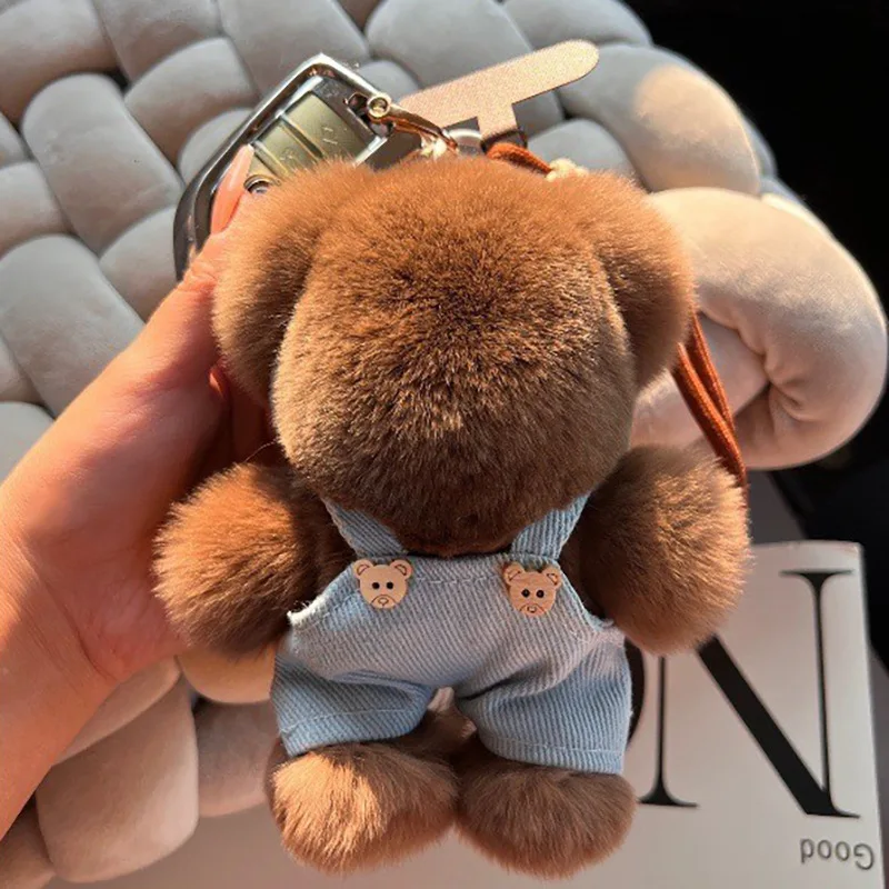 Süße echte Otter Kaninchenfell kleine Bär Auto Schlüsselanhänger Anhänger Plüschtier Puppe Schultasche Dekoration