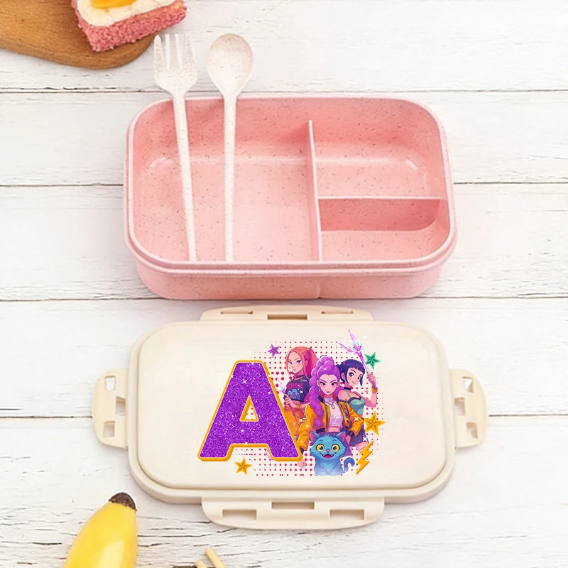 

Kpop Demon Hunters Boy Girl Lunch Box Anime Portable Bento Boxs Student Hermetic Food Crisper Single Layer Capacity Kids Gift