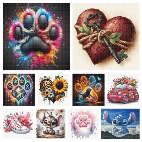 Cartoon Printed Cross Stitch Kit DIY 18CT Embroidery Craft Set for Home Decor