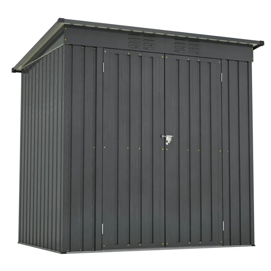 

6 x 4 ft Outdoor Storage Shed All Weather Tool Shed for Garden Backyard Lawn Black