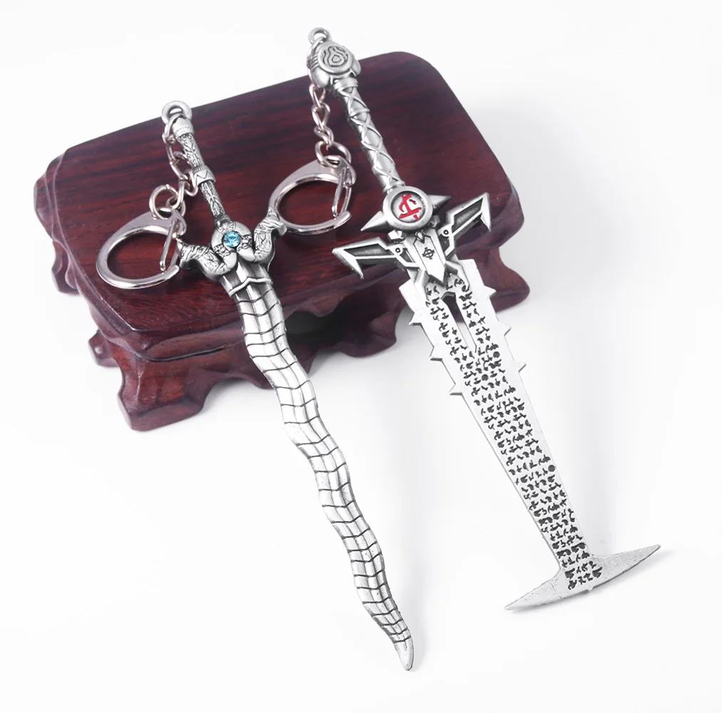 Game Doom Keychain Necklace Brooch Sword of Eternal Judgment Pendant Keyring Keychains for Women Men Jewelry Bag Accessory Gifts