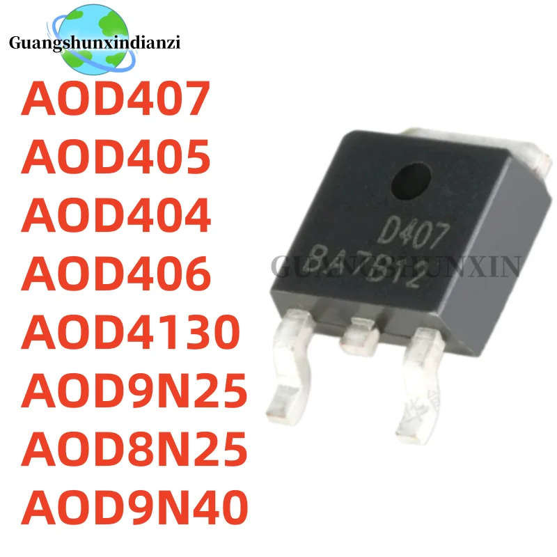 10Uds 100% New D407 D405 D404 D406 D4130 D9N25 D8N25 D9N40 TO-252 AOD407 AOD405 AOD404 AOD406 AOD4130 AOD9N25 AOD8N25 AOD9N40