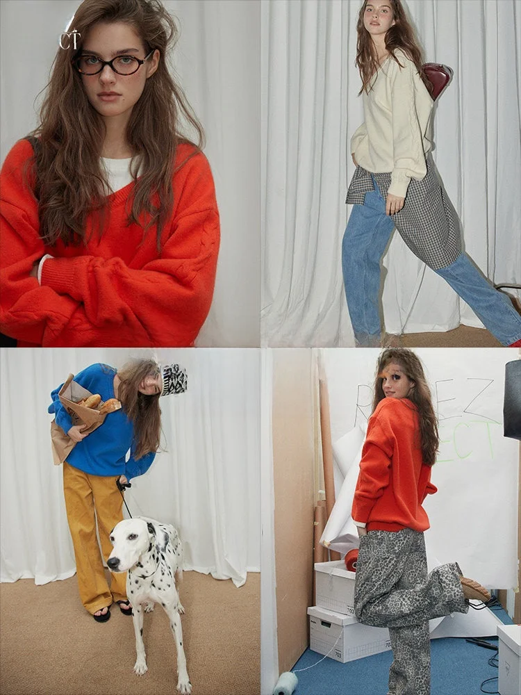 

Женский вязаный свитер с V-образным вырезом, свободного кроя, осенний, модный, бренд Relez, удобный, из смесового полиэстера, без рукавов