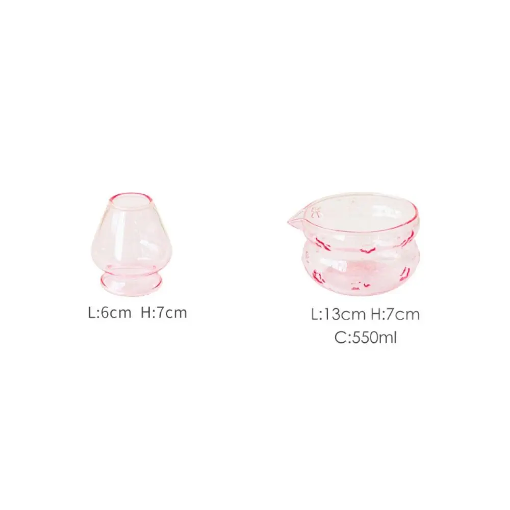 وعاء ماتشا زجاجي جديد مع فوهة صب طقم شاي ياباني أوعية شاي وردية قابلة لإعادة الاستخدام لمحبي الشاي #6