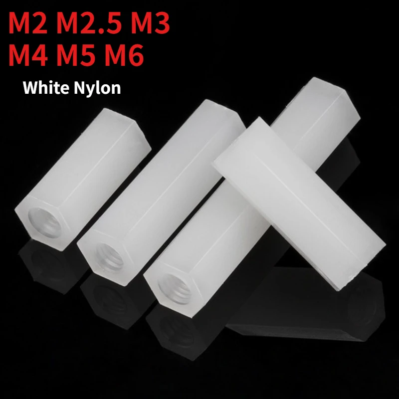 M2 M2.5 M3 M4 M5 M6 White Nylon Double End Hex Standoff Plastic PCB Isolation Spacer