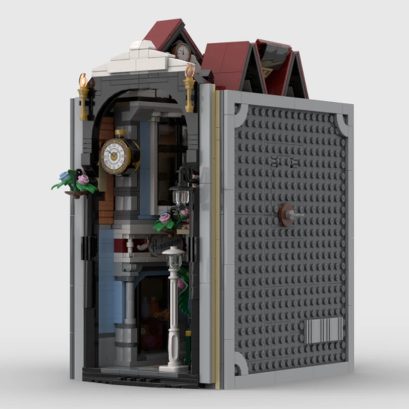 1802 قطعة من مكعبات بناء Tudor Book Nook MOC مع كتب عتيقة صغيرة نموذج دراسة أنيق