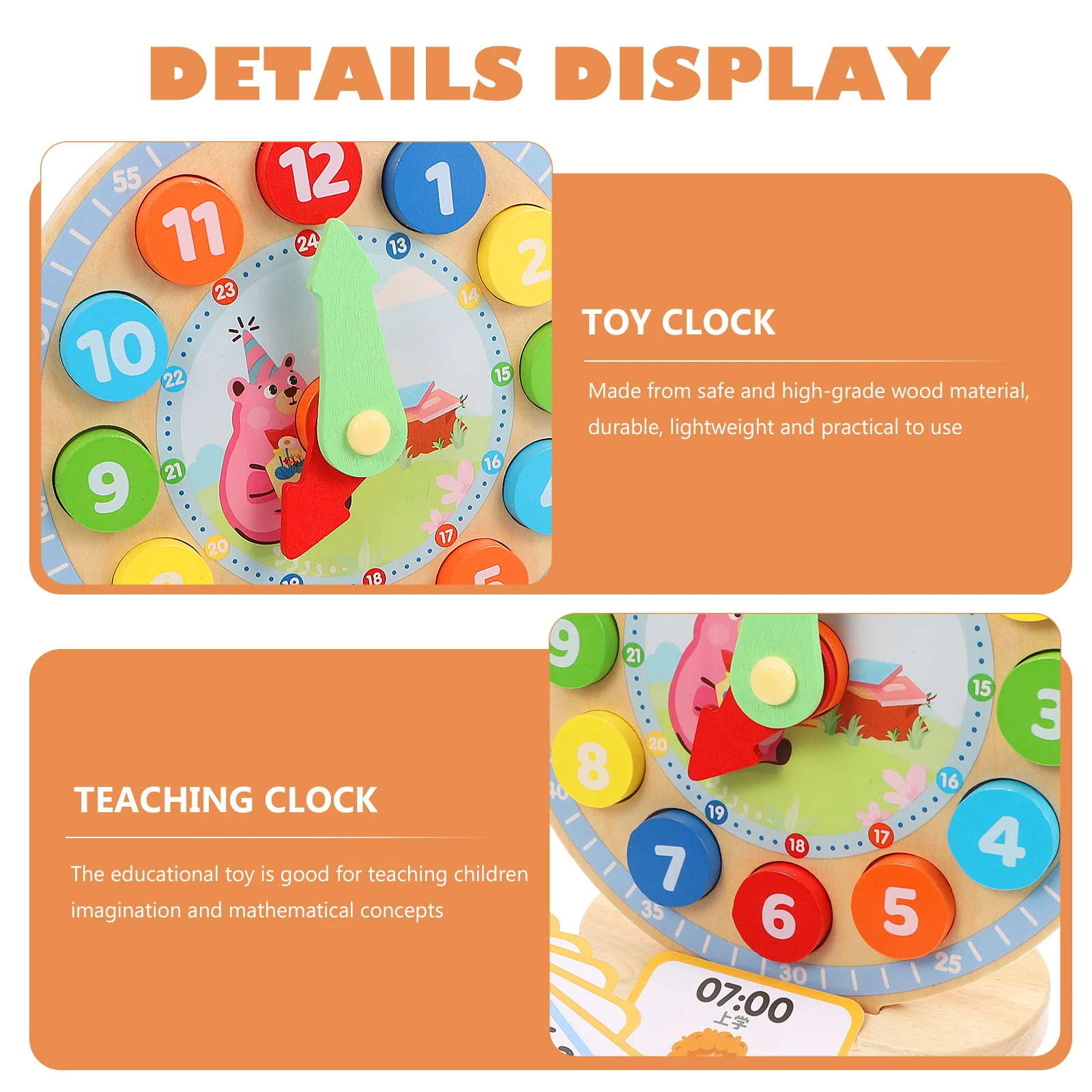 

Wooden Clock Educational For Kids Time Learning Puzzle Toddler Teaching Number Plaything Early Childhood Development Math Tool
