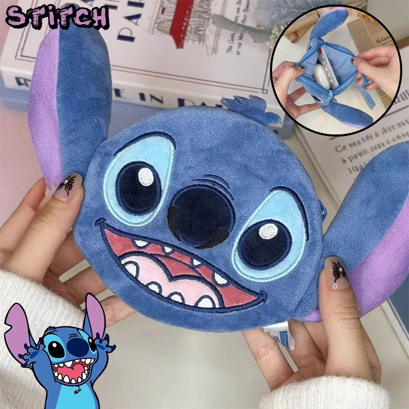 

Stitch Headphone Storage Bags Coin Purse Kawaii Portable Lipstick Cosmetic Bag Coin Key Organizer Bags Wallets Pendant Gifts