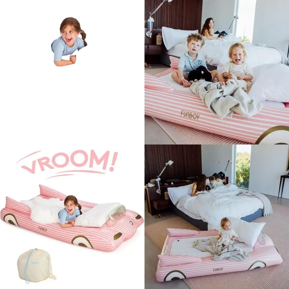 Portable Pink Twin Inflatable Bed with Carry Bag for Kids Sleepovers