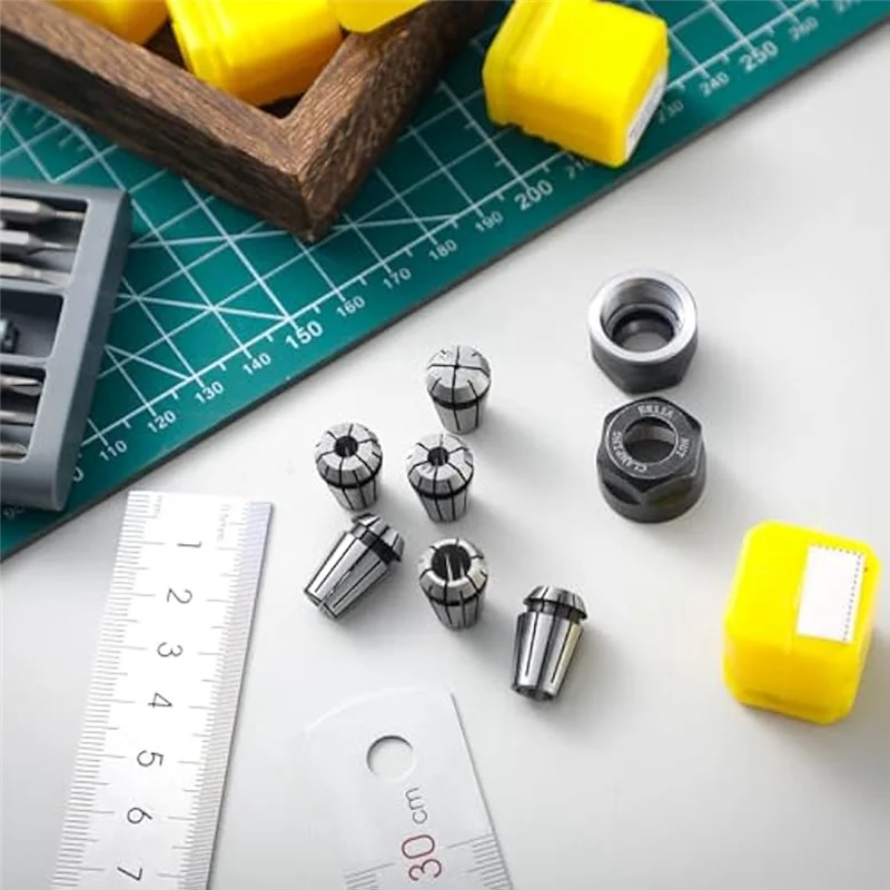 

High Quality-ER11 Spring Collet Set M14 Thread Collet Clamping Nuts Collet Set For CNC Engraving Milling 19 Piece As Shown Metal