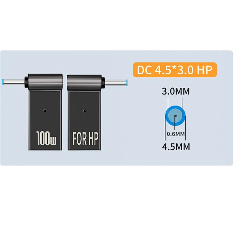 Usb tipo c fêmea para 4.5x3.0mm jack plug adaptador de carregamento do portátil 100w pd power charger conector ponta para