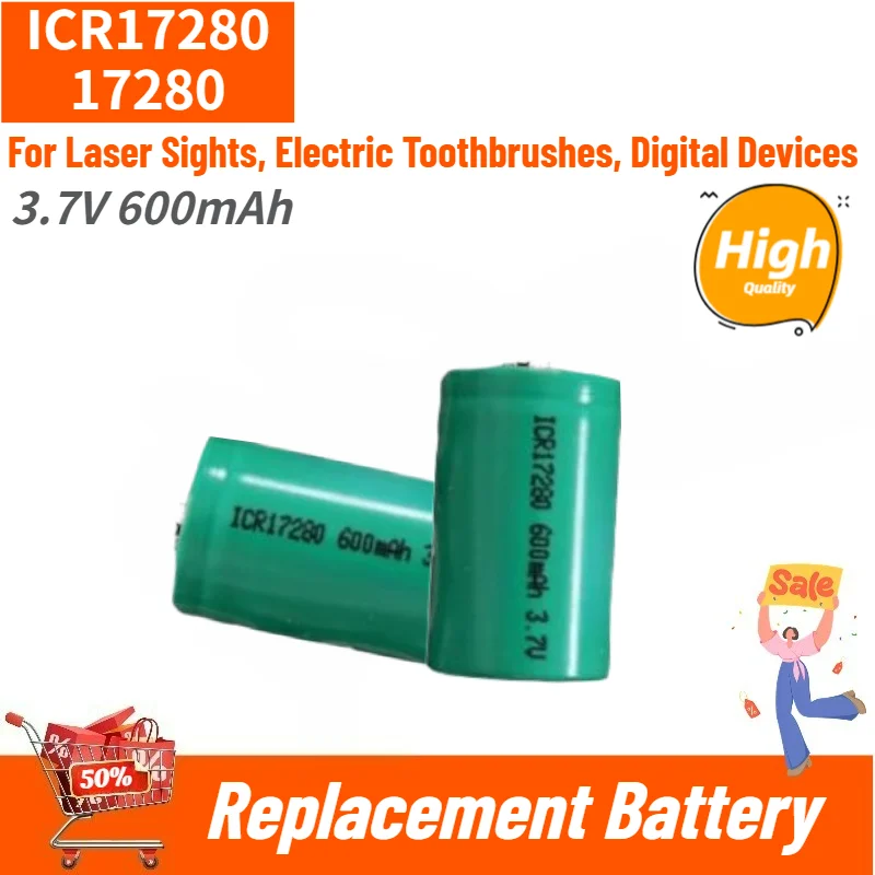 ICR17280 17280 Rechargeable Li-ion Battery 3.7V 600mAh For Laser Sights, Electric Toothbrushes, Digital Devices