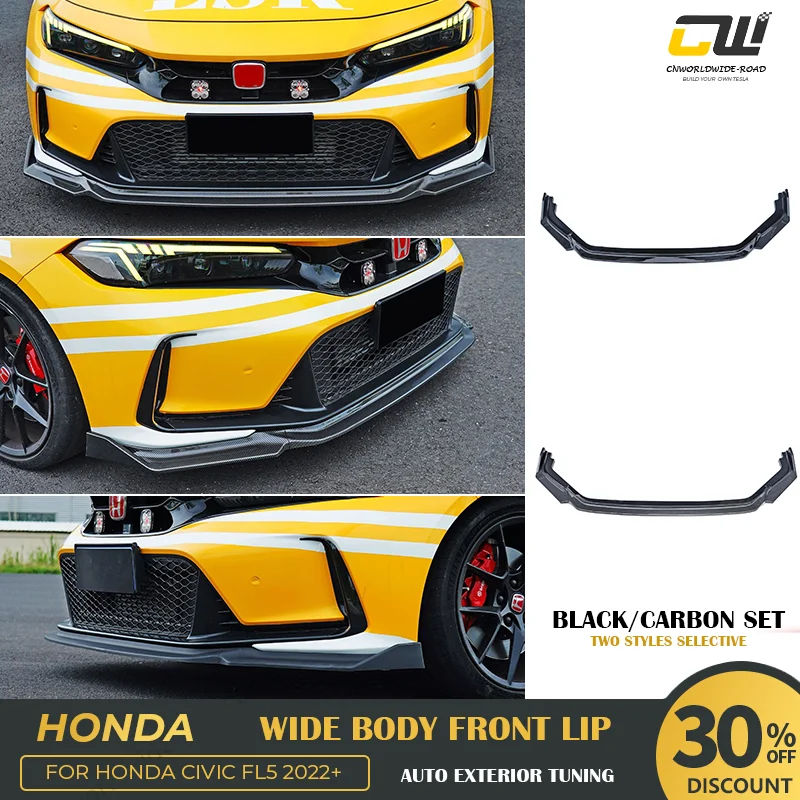 

For Honda Civic Type R Fl5 2022+ Front Lip Body Kits Carbon Fiber Pattern Black ABS Tunning For Honda Exterior Accessories