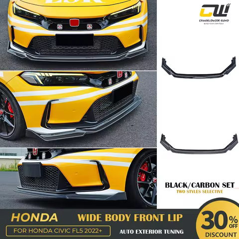 For Honda Civic Type R Fl5 2022+ Front Lip Body Kits Carbon Fiber Pattern Black ABS Tunning For Honda Exterior Accessories