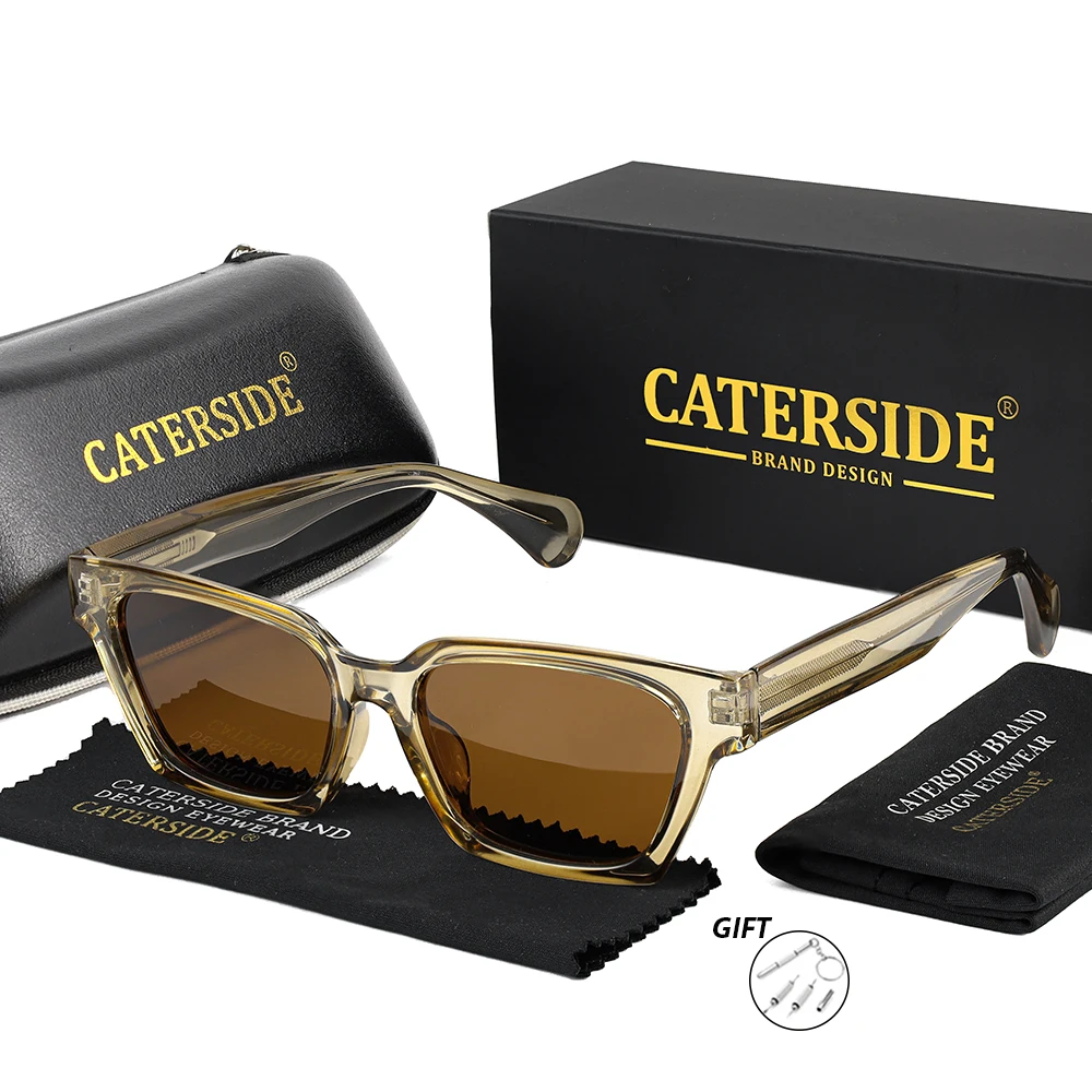 CATERSIDE Herren-Sonnenbrille mit Sehstärke, maßgeschneiderte optische Sonnenbrille mit quadratischen Gläsern für Damen, Myopie-Brille für das Fahren im Freien – Detail 11