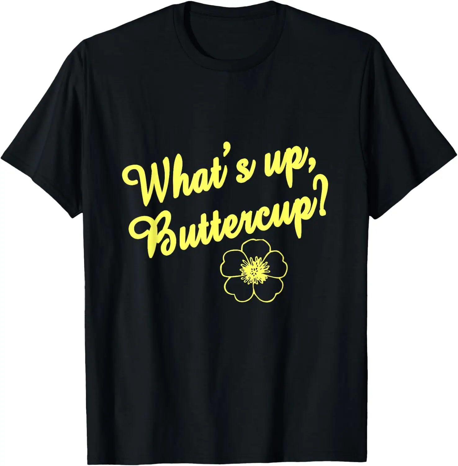 Retro, What's Up Buttercup T Shirt, Happy, Positive, Flower T-Shirt Men Retro Vintage Slogan Printed T‑Shirt, Crew Neck Short Sleeve Distressed Graphic Tee Casual Daily Top for Men Holiday Gift