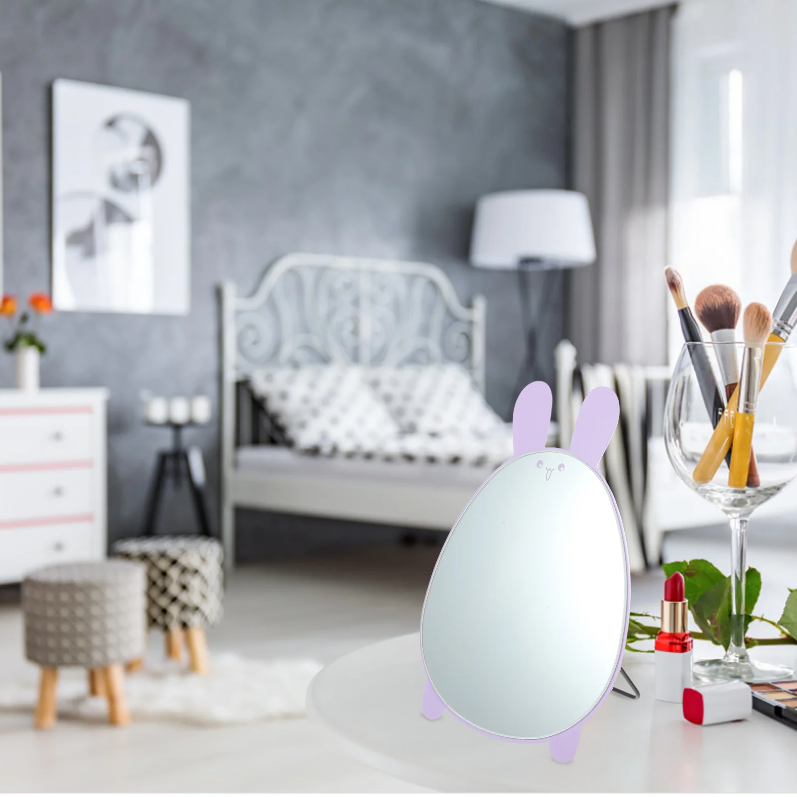 Specchio cosmetico pieghevole da tavolo per trucco da tavolo Comò compatto carino Specchio per bambini in vetro Minkissy