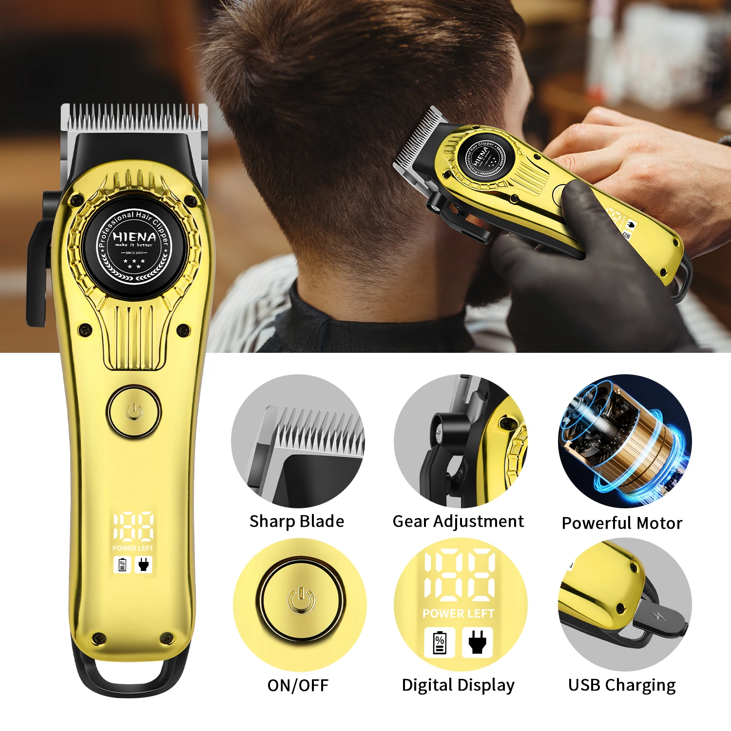 HIENA PRO hair cuttig machine hair clipper professional Electric shaver for men home appliance trimmer for men usb