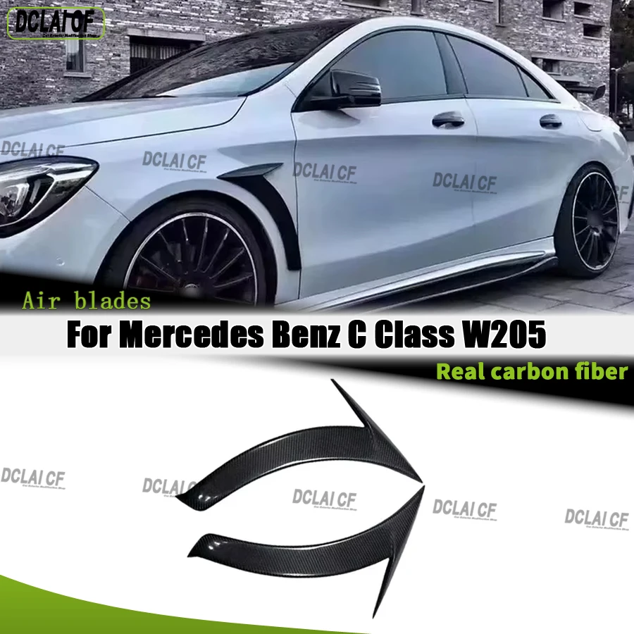For Benz C Class W205 2015-2021 C63 C43 C260 Carbon fiber automotive front fender ventilation fin side vent trim upgrade kit
