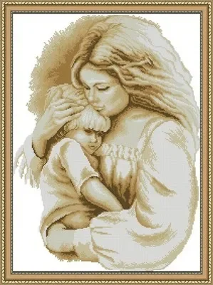 Amishop Top Quality Lovely Hot Sell Counted Cross Stitch Kit Sweet Tender Love Mother And Baby Child Sleeping Sleep