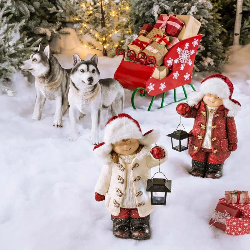 Christmas Children\'s Lantern Figurines Christmas Children\'s Lantern Sculpture Figurines Christmas Doll Lantern Decorations