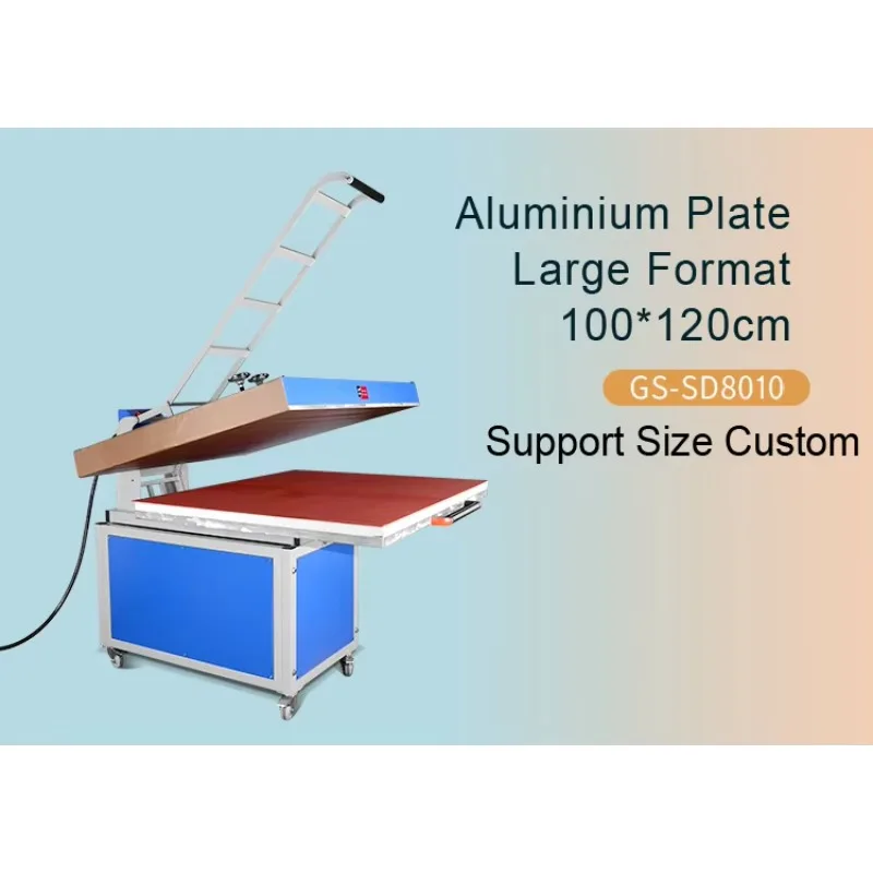 ضغط حراري قابل للتخصيص، ضغط حراري مسطح عالي الضغط مع سحب يدوي، مناسب لإعلان الملابس والوسائد.