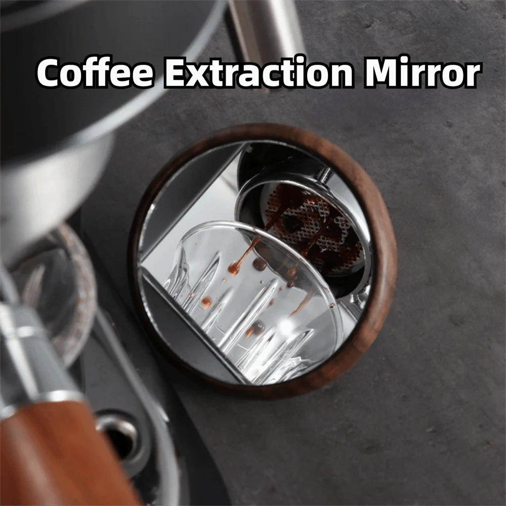 Magnetic Monitoring Coffee Reflective Mirror Reflective Mirror Wooden Base Espresso Mirror Coffee Machine Accessories