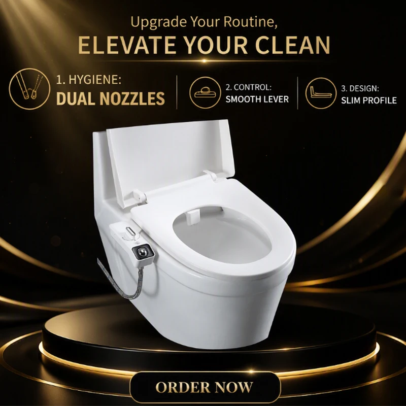 Non-Electric Cold Water Sitz Bath Toilet Seat Ring Accessory with Pressure Control, Retractable, and Self-Cleaning Function