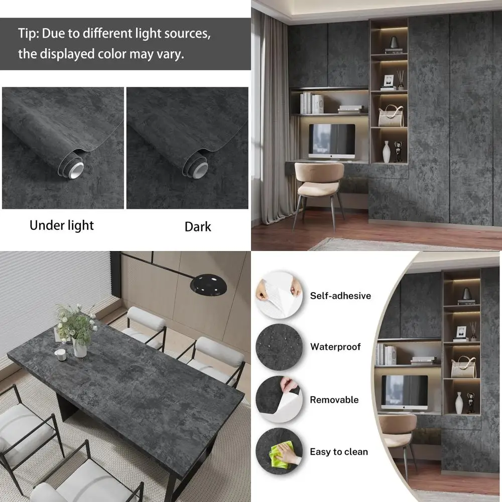 

Сверхширокие серые самоклеящиеся обои под бетон, водонепроницаемые съемные виниловые для стен