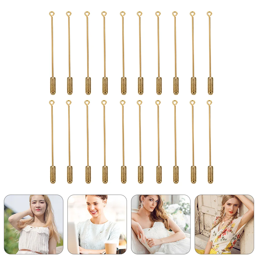 

20 Pcs Slot Pin Brooch Pins Long Needle Hat Earrings Shiny Metal Brooches Copper Accessories Handmade