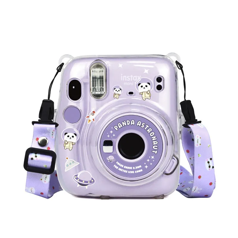 For Fujifilm Instax Mini 11 Transparent Camera Case Protective Carry Bag Cover with Shoulder Strap Storage Bag