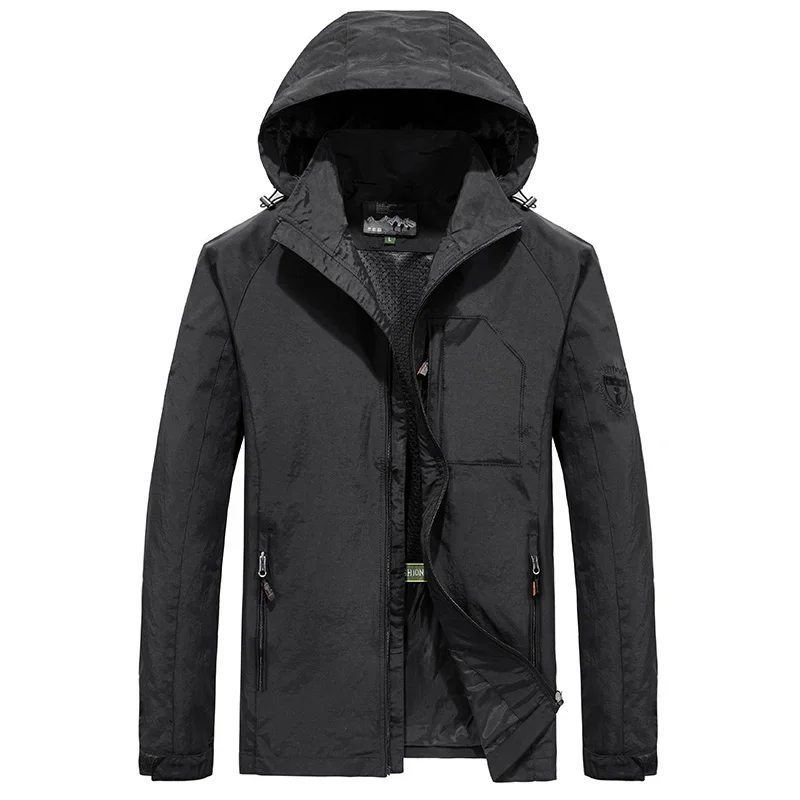 New Waterproof Windbreaker Men's Outdoor Field Sports Detachable Hooded Coat Men's Hunting Work Clothes Autumn Functional Jacket