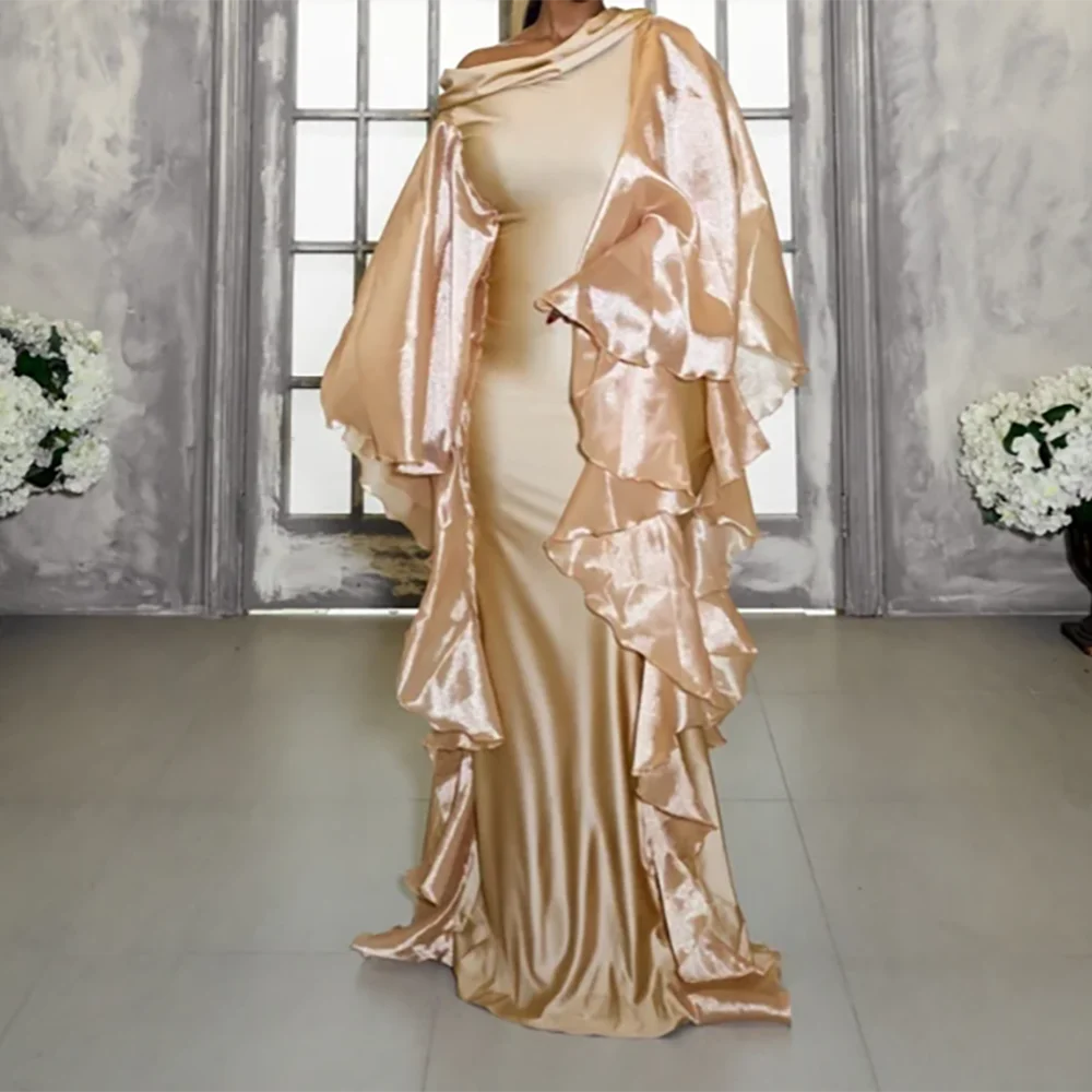 

Классические прямые вечерние платья с овальным воротником и рюшами и длинными рукавами, платья для дня рождения, выпускного вечера по индивидуальному заказу