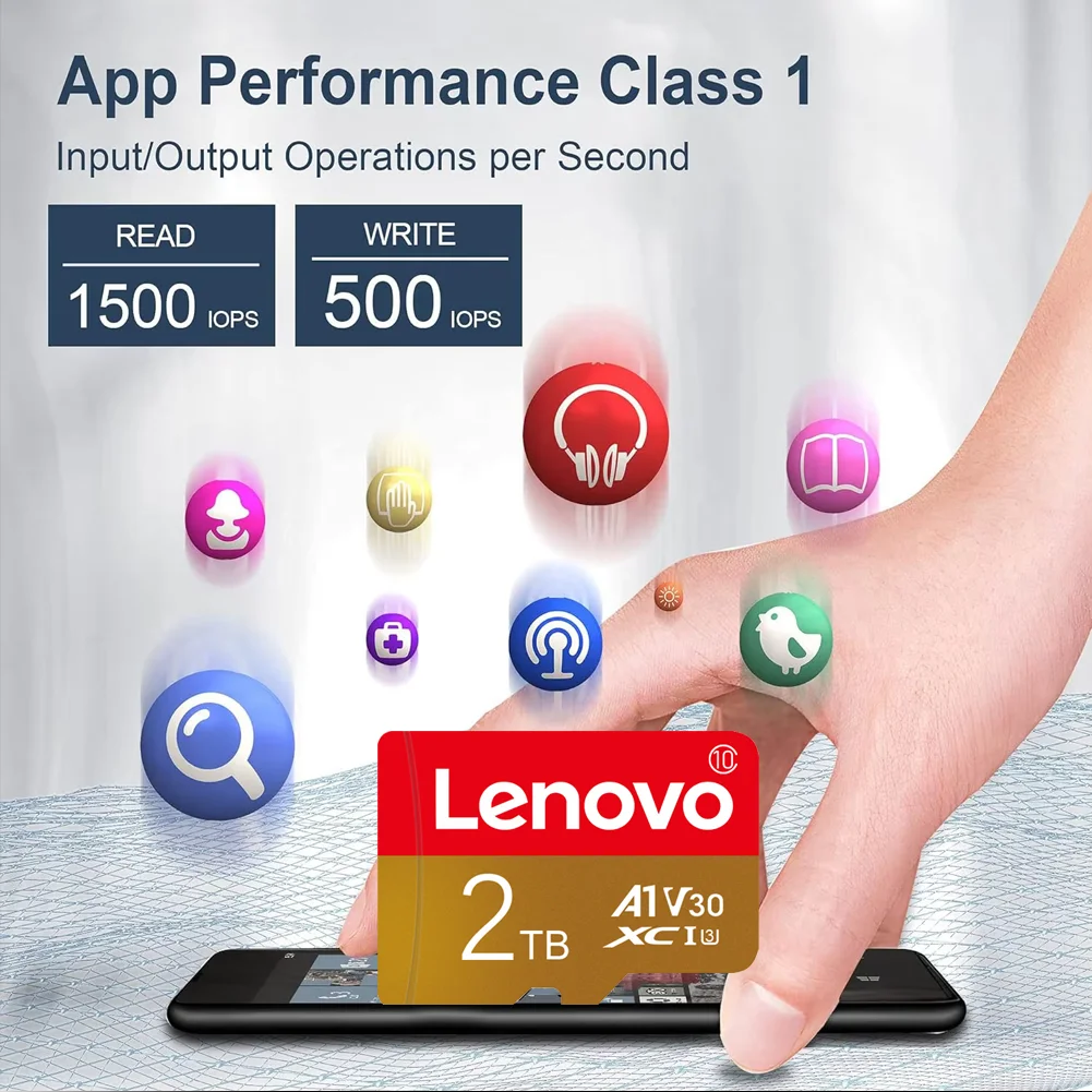 Lenovo 2TB SD Card A2 Class10 Mini Memory Cards 1TB  U3 V30 TF Flash Card 128GB For Nintendo Switch Games Phone Camera