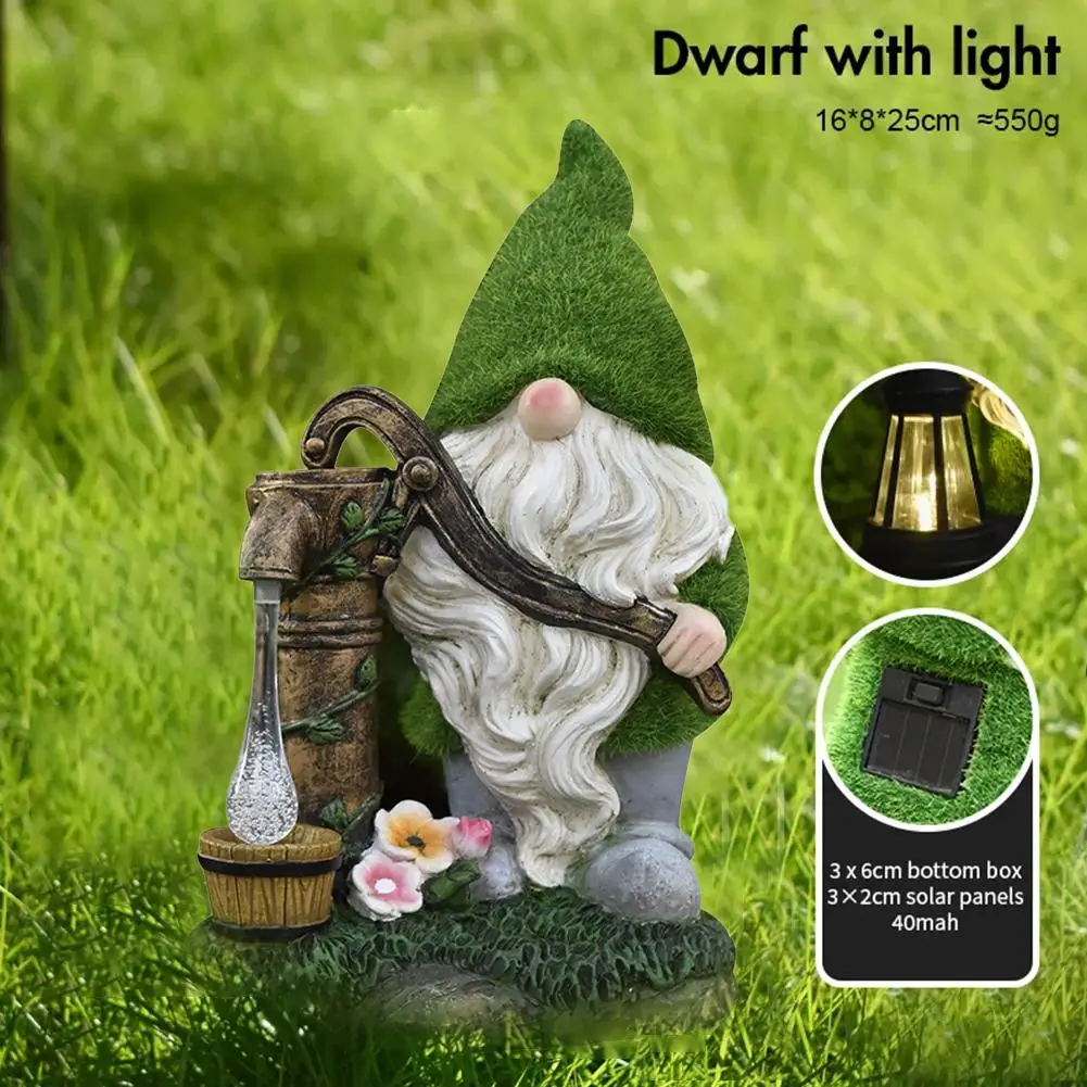 Flocking Elf Solar Garden Night Light American Style Arrangement Decoration Outdoor Well Dwarf Crafts Garden Villa Water Re J2i4