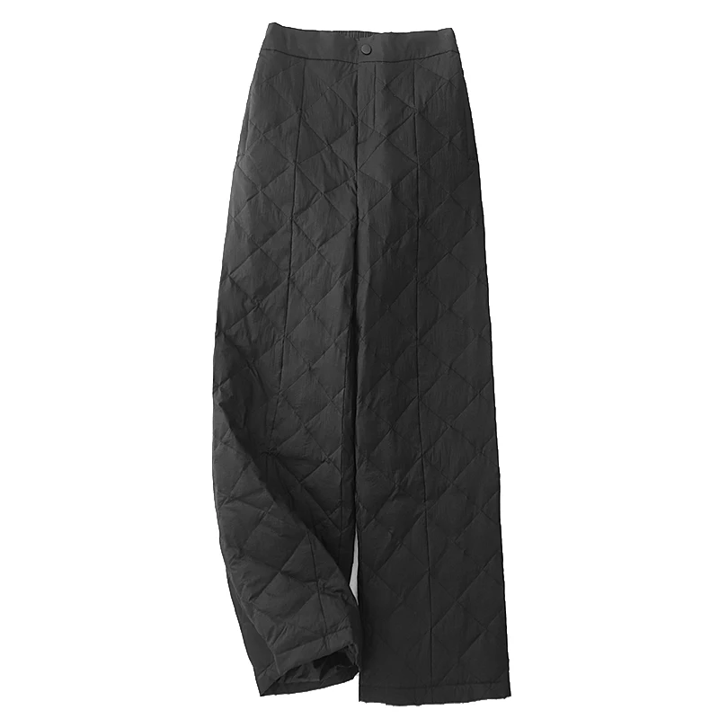 Pantaloni di cotone a vita alta Pantaloni invernali da donna Faion Gamba dritta Thiened Pantaloni di cotone a vita alta casual di piccole dimensioni Lunghezza gamba...