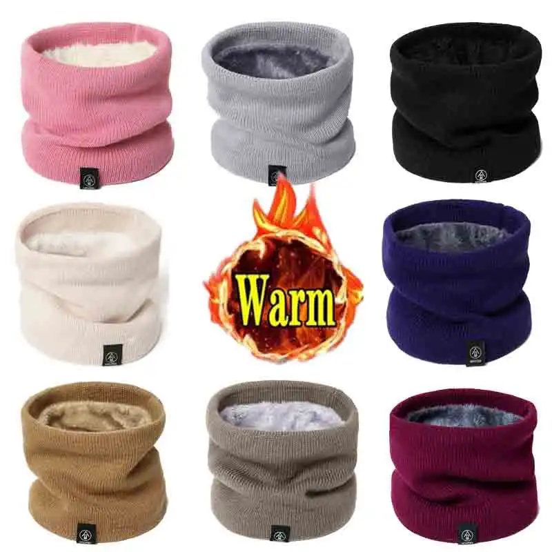 Winter Plush Muffler Woolen Knitting Neck Cover Fashion Solid Color Men Women Cold-proof Scarf Outdoors Warm Cycling Neckerchief