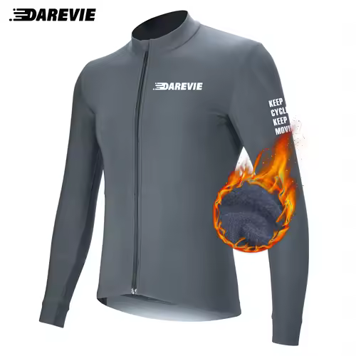 DAREVIE Cycling Jersey Winter Thermal Fleece Cycling Jersey Men Long Sleeve Hot Warm Soft Brushed Breathable Bicycle Clothing - Image 9
