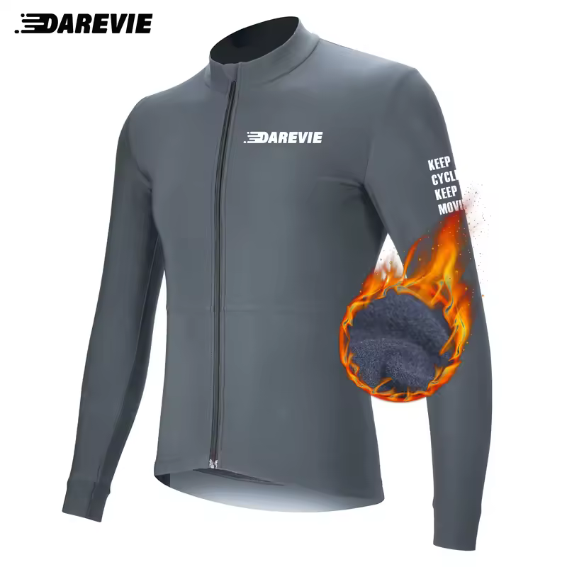 DAREVIE Cycling Jersey Winter Thermal Fleece Cycling Jersey Men Long Sleeve Hot Warm Soft Brushed Breathable Bicycle Clothing - Image 9
