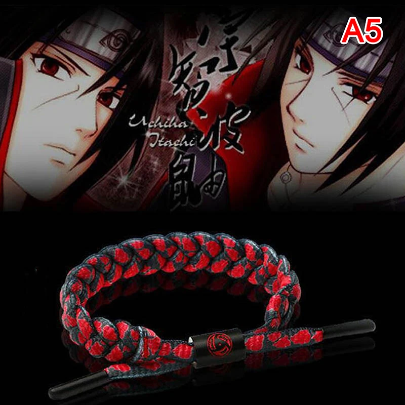 Anime Naruto Bracelet Rope Weave Chain Kakashi Itachi Cosplay Costumes Accessories Naruto Bracelet Reflective Anime Couple Gift