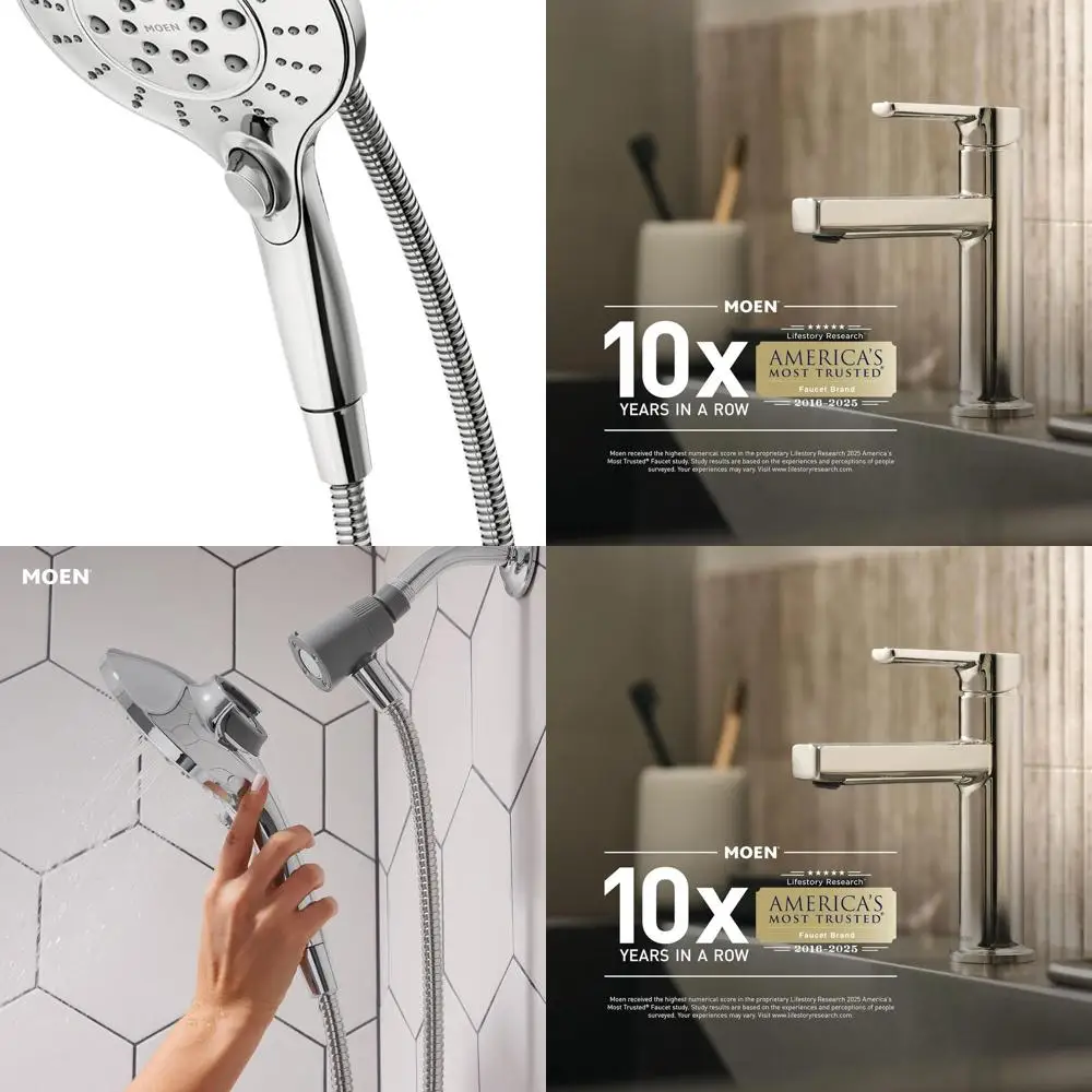

5.5 Wide 6-Function Handheld Shower Head with Hose and Magnetic Dock, Chrome, Model 26112