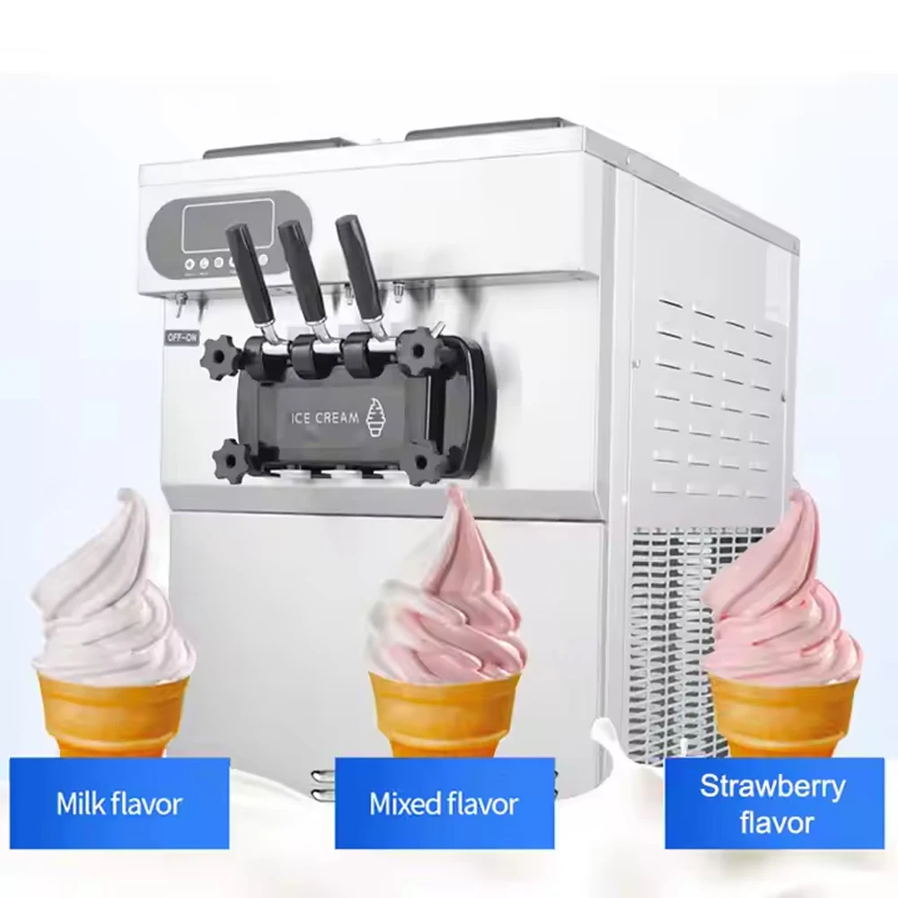 XEOLEO Professional Commercial 25L/H Large Output Ice Cream Machine Maker Automatic 3 Flavor Soft Serve Ice Cream Machine