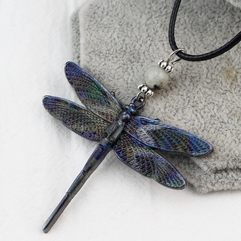 Woman Dragonfly Necklace Vintage Animal Pendant Necklaces Long Adjustable Sweater Chain Couple Jewelry Gifts Wholesale