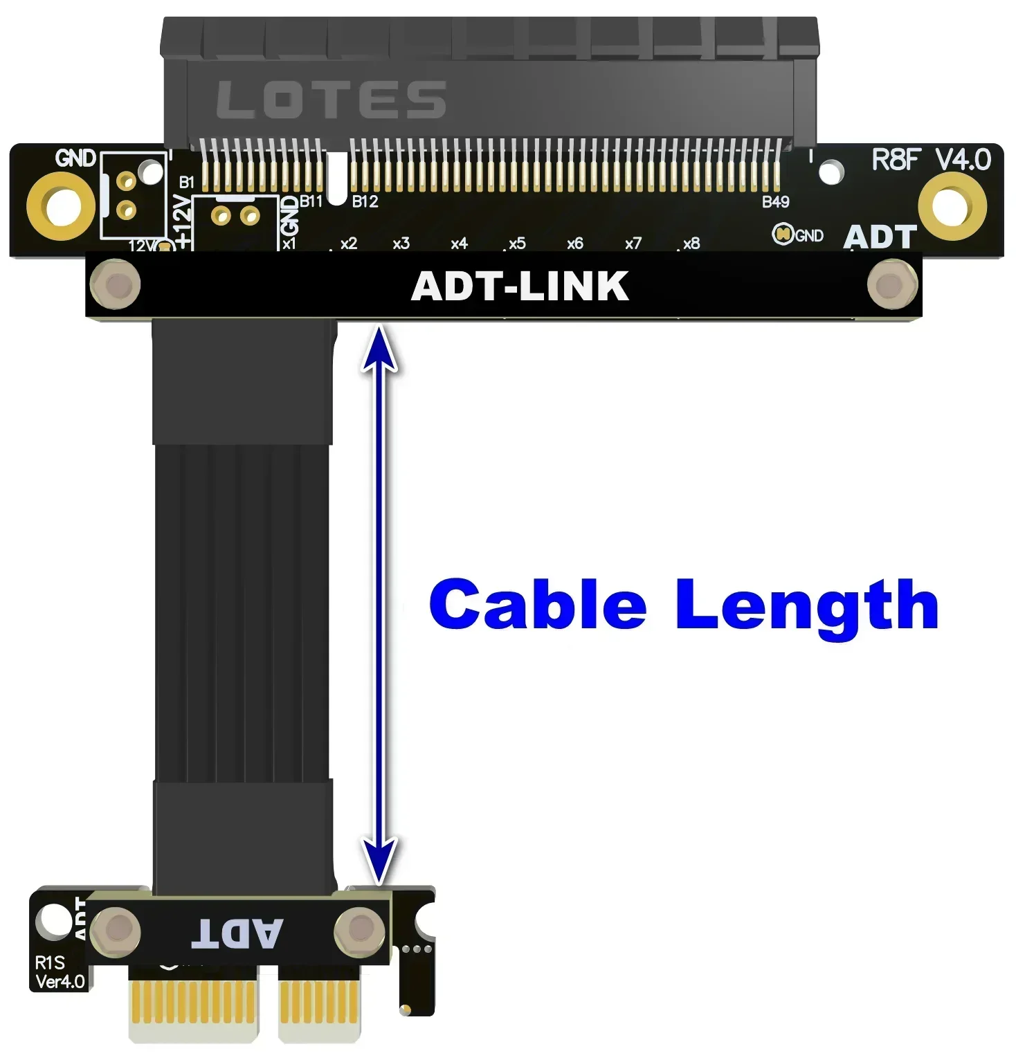 ADT-Link PCI Express 5.0 4.0 3.0 X1 To X8 Extension Riser Cable PCIe x1/x4/x8 Capture Card RAID SSD LAN USB Cards 1X 8X Extender